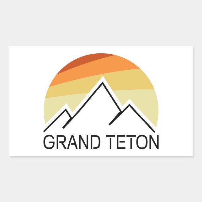 Sticker Rectangulaire Grand Teton Wyoming Retro (Devant)