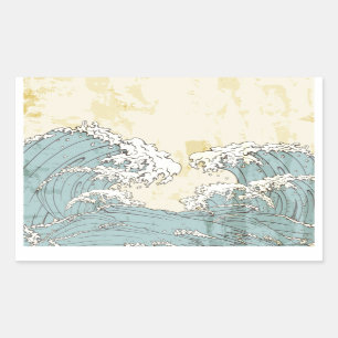 Sticker Rectangulaire Grande image bleue fraîche de ressacs