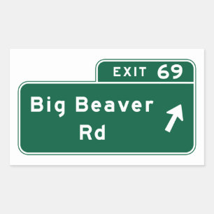 Sticker Rectangulaire Grande route de castor, panneau routier, Michigan,