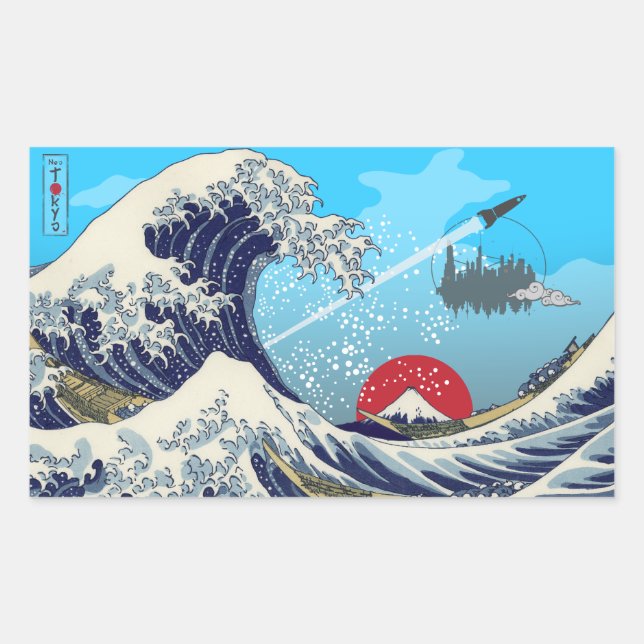 Sticker Rectangulaire Grande vague (Devant)