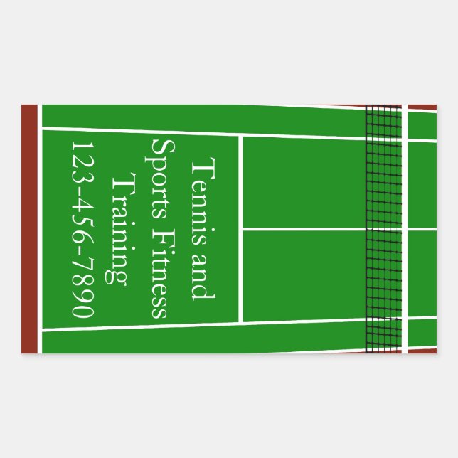 Sticker Rectangulaire Graphique de disposition du court de tennis (Devant)