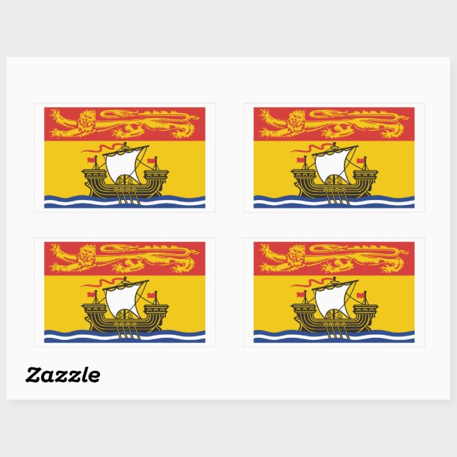 Sticker Rectangulaire Graphique des drapeaux du Nouveau-Brunswick (Feuille)