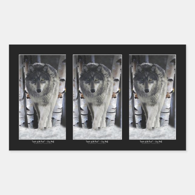 Sticker Rectangulaire GRAY PACK WOLF Wildlife Supporter Artwork (Devant)