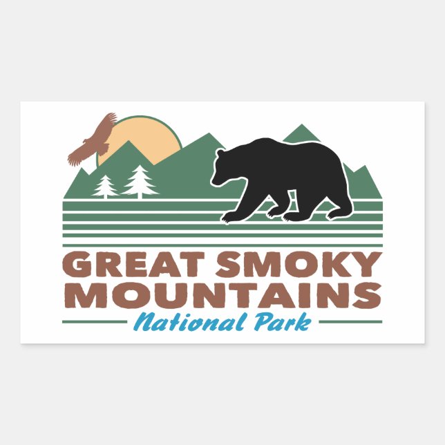 Sticker Rectangulaire Great Smoky Mountains (Devant)