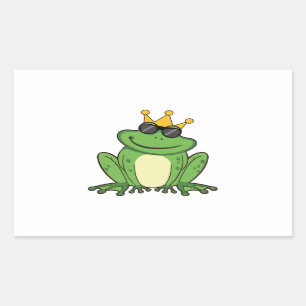 Sticker Rectangulaire Grenouille verte avec lunettes de soleil Design