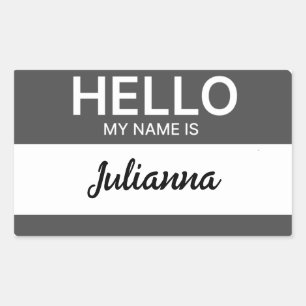 Sticker Rectangulaire Grey Bonjour Mon nom est Employé ou Nom de l'événe