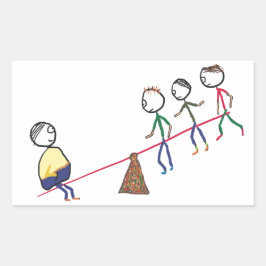 Sticker Rectangulaire Gros Gars Sur Seesaw