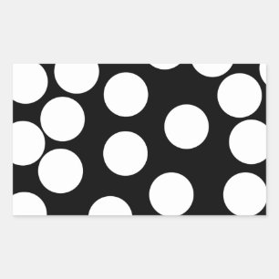 Sticker Rectangulaire Gros points en noir et blanc.