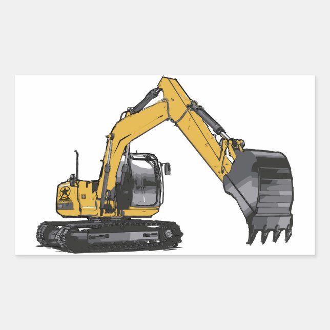 Sticker Rectangulaire Grosse excavatrice jaune (Devant)