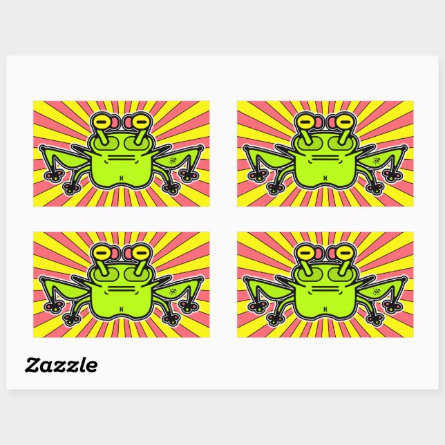 Sticker Rectangulaire Grumpy psychedelic étrange grenouille crapaud v4 (Feuille)