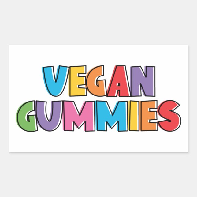 Sticker Rectangulaire Gummies Vegan colorées (Devant)