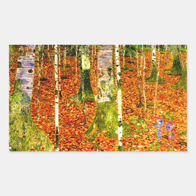 Sticker Rectangulaire Gustav Klimt Birch Trees (Devant)