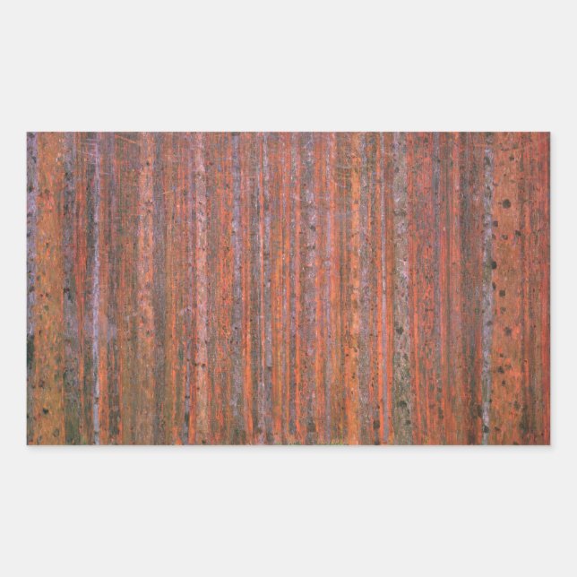 Sticker Rectangulaire Gustav Klimt Fir Forêt Tannenwald Arbres rouges (Devant)