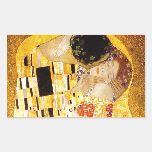 Sticker Rectangulaire Gustav Klimt La Peinture Classique Du Kiss (Devant)