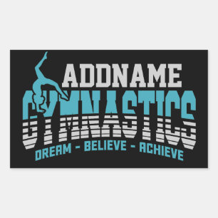 Sticker Rectangulaire Gymnaste AJOUTER LE NOM Gymnastique Équipe Backben