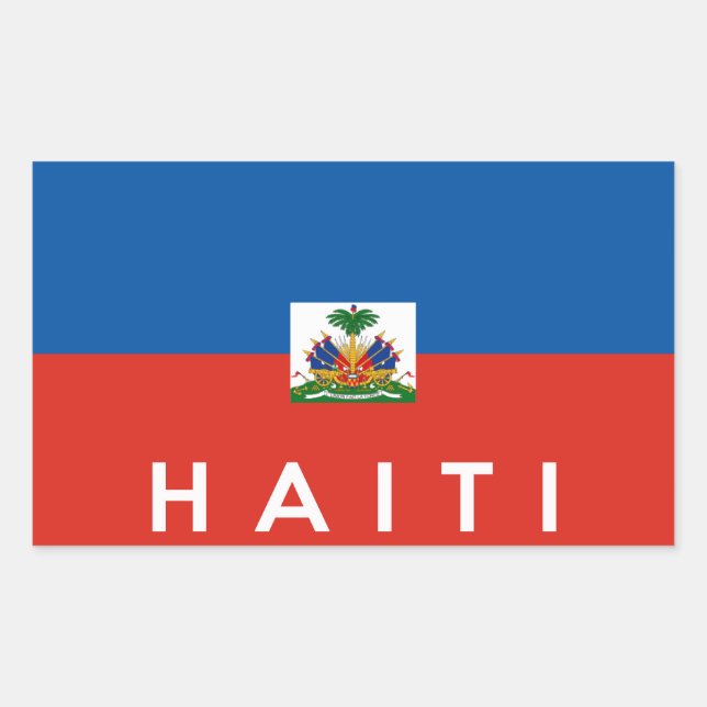 Sticker Rectangulaire haïti pays symbole nom (Devant)