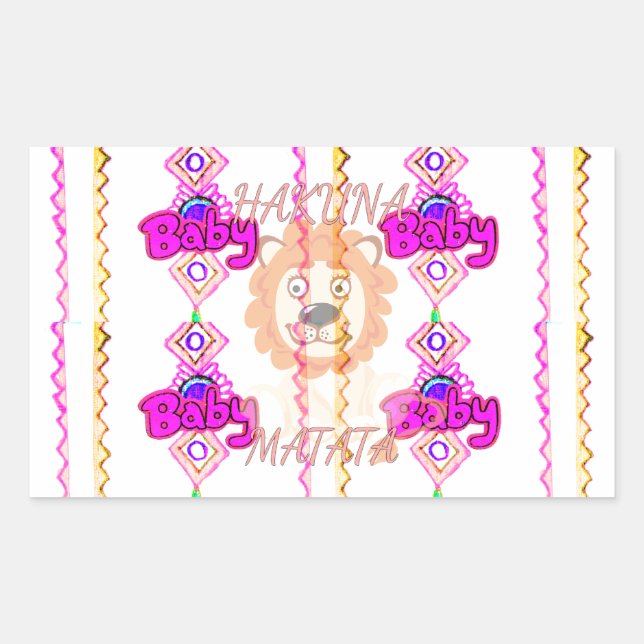 Sticker Rectangulaire Hakuna Matata : Beau bébé Lion Design Motif (Devant)