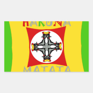 Sticker Rectangulaire Hakuna Matata Fun Rasta Couleurs : Vibrant et sans