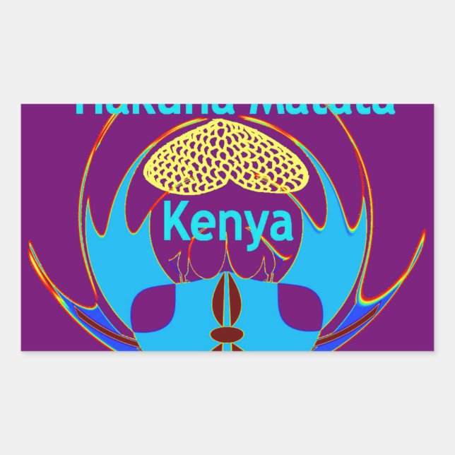 Sticker Rectangulaire "Hakuna Matata Kenya" Papillon Art Imprimer/Graphi (Devant)