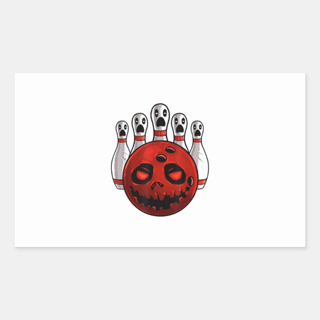 Sticker Rectangulaire Halloween Bowler Bowlingween Pun T-Shirt (Devant)