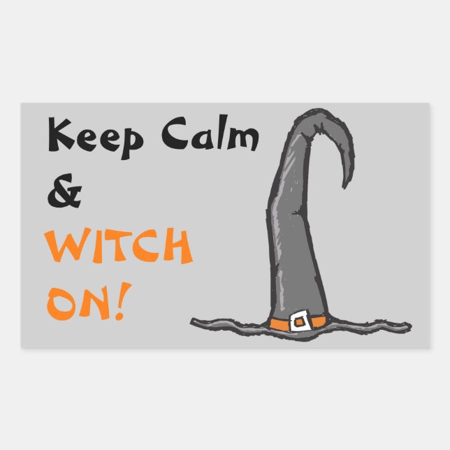 Sticker Rectangulaire Halloween Casquette Sorcière calme (Devant)