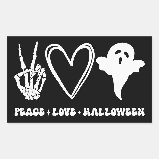 Sticker Rectangulaire Halloween de paix rétro (Devant)