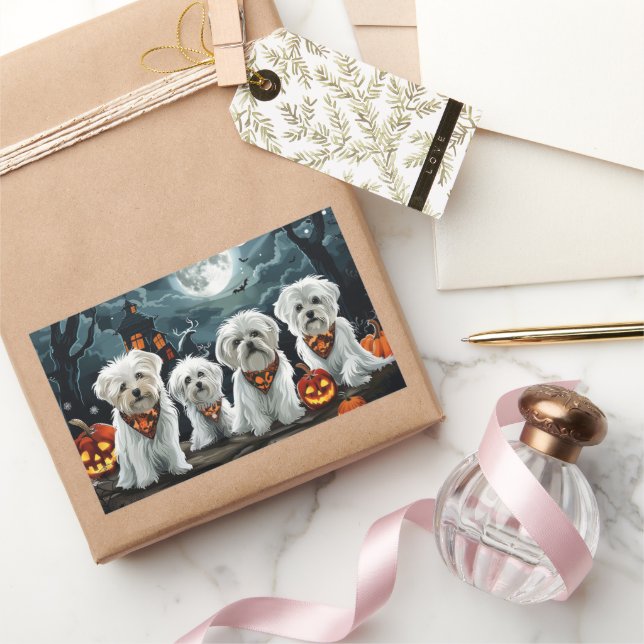 Sticker Rectangulaire Halloween maltais Éffrayant (Cadeaux)