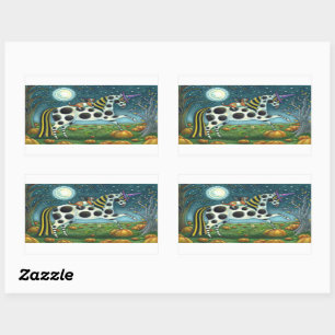STICKER RECTANGULAIRE HALLOWEEN PONY ET CHAT CHAT CHAT CHEVAL