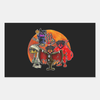 Sticker Rectangulaire Halloween Rottweiler costume maman mal sorcier pom