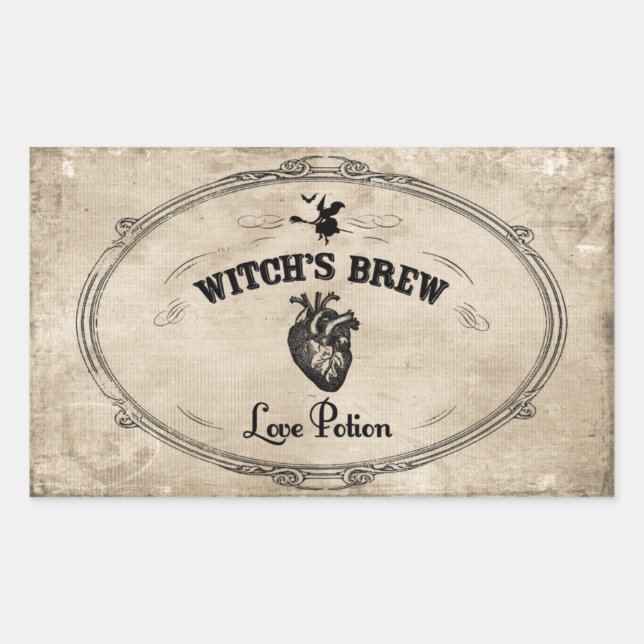 Sticker Rectangulaire Halloween sorcières brasser - Love Potion (Devant)