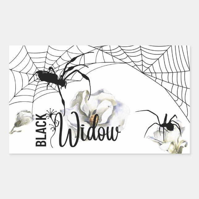 Sticker Rectangulaire Halloween Stamp Collection "Black Widow" (Devant)