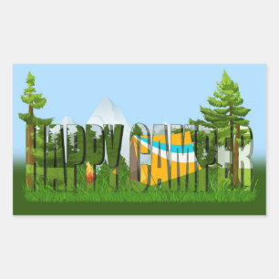 Sticker Rectangulaire Happy Camper Camper