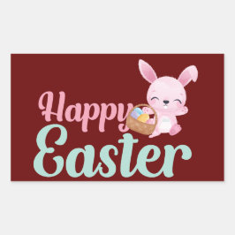 Sticker Rectangulaire HAPPY EASTER drôle de lapin de Pâques egghunt