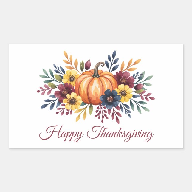Sticker Rectangulaire Happy Thanksgiving (Devant)