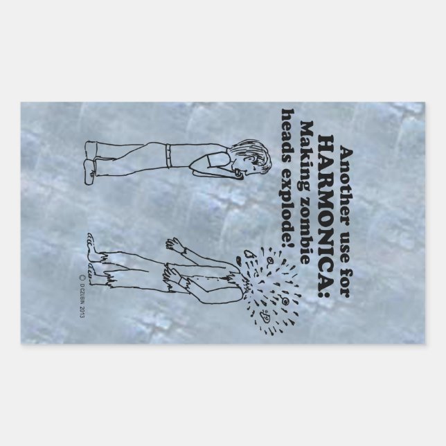 Sticker rectangulaire Harmonica Zombie Explosé (Devant)