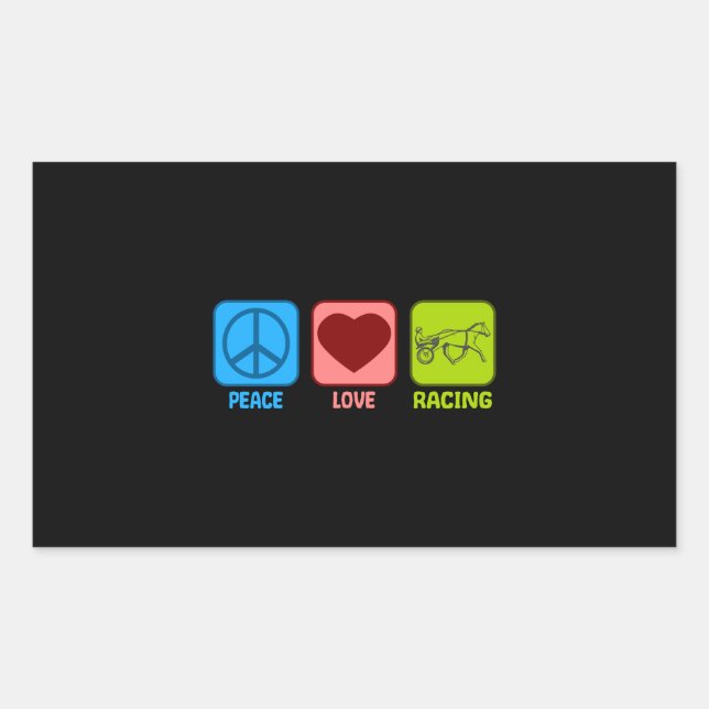 Sticker Rectangulaire Harness Horse Racing Paix Amour (Devant)