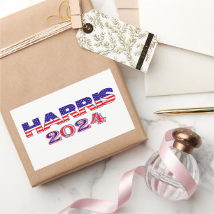 Sticker Rectangulaire Harris 2024 Président Démocrate USA Texte du drape