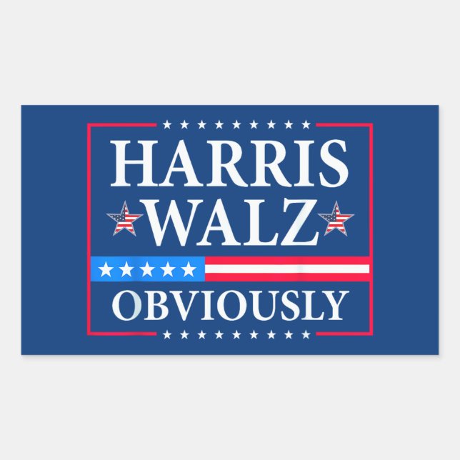 Sticker Rectangulaire Harris Walz 2024 Évidemment (Devant)