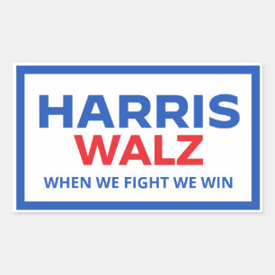 Sticker Rectangulaire Harris Walz 2024 - Quand nous combattons nous gagn