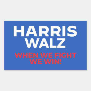 Sticker Rectangulaire Harris Walz 2024 - Quand nous combattons Nous gagn