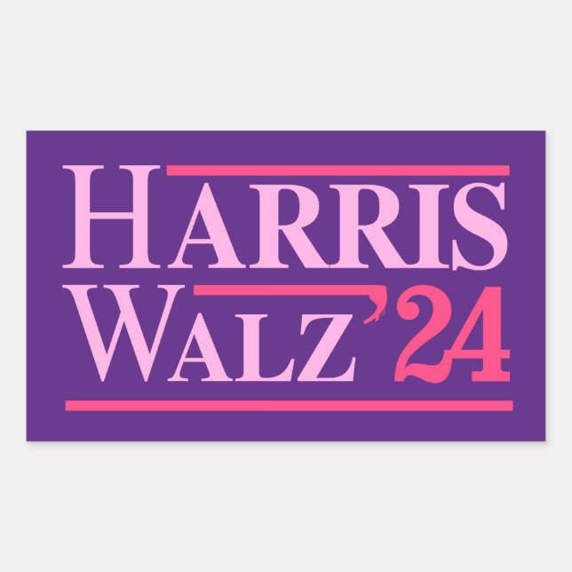 Sticker Rectangulaire Harris Walz 24 Rose (Devant)