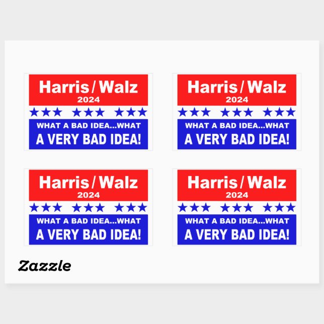 Sticker Rectangulaire Harris / Walz Quelle mauvaise idée... (Feuille)
