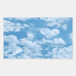 Sticker Rectangulaire Heart Cloud Ciel mignon Moderne Bleu Personnalisé 