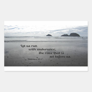 Sticker Rectangulaire Hébreux 12:1 Courons avec endurance...