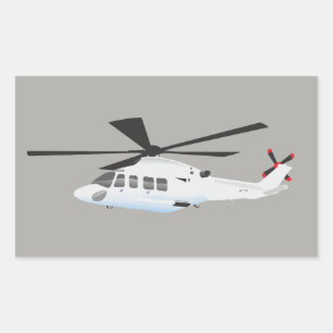 Sticker Rectangulaire Hélicoptère blanc et gris