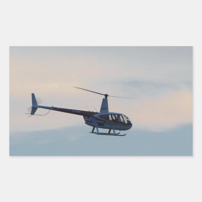 Sticker Rectangulaire Hélicoptère R44 rouge et blanc (Devant)