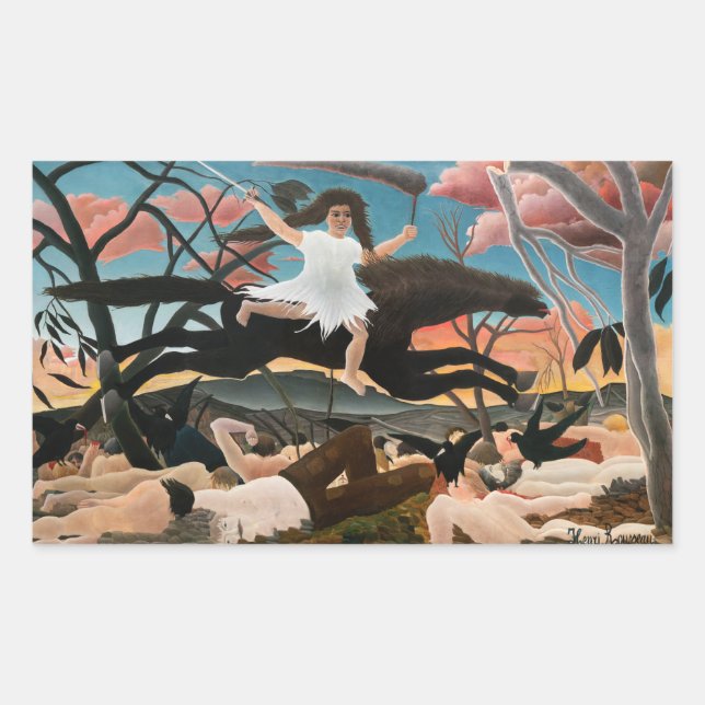 Sticker Rectangulaire Henri Rousseau - La guerre (Devant)