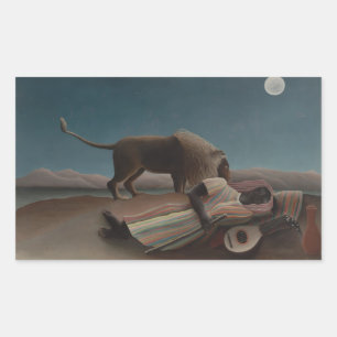 Sticker Rectangulaire Henri Rousseau - Les Tziganes qui dorment
