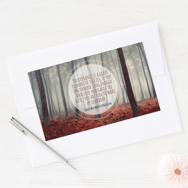 Sticker Rectangulaire Henry Longfellow Citation Inspirationnelle Persévé (Enveloppe)