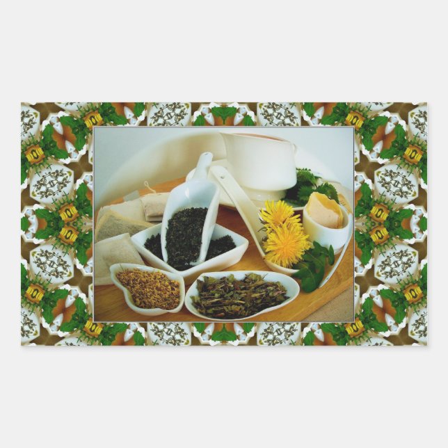 Sticker Rectangulaire HERBAL TEATIME # 2 ~ Scelleur d'enveloppe rectangl (Devant)